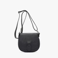 RYŁKO mała czarna torebka damska skóra naturalna licowa z cienkim paskiem