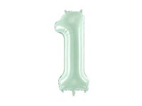 Balon foliowy cyfra 1 pastelowy zielony, 72 cm