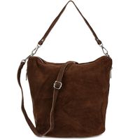 VERA PELLE torebka zamszowa listonoszka z paskiem V027 c.brązowa