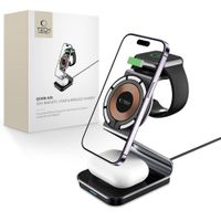 ładowarka indukcyjna 3w1 z magsafe na smartfon apple watch airpods - czarna