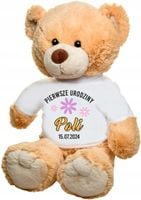 PLUSZOWY jasnobrązowy MIŚ z koszulką dla dziecka PREZENT na roczek HAFT