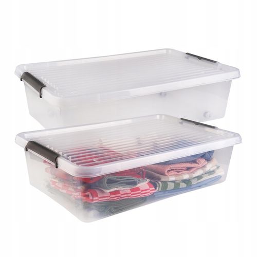 POJEMNIK PLASTIKOWY 25 L ORGANIZER Z POKRYWKĄ NA KÓŁKACH DO na Arena.pl