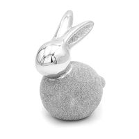 ZAJĄCZEK WIELKANOCNY SREBRNY Z BROKATEM DEKORACJA ŚWIĄTECZNA 10 cm