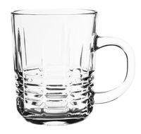 Kubek szklany szklanka z uchem JULIAN 230 ml  tłoczony wzór pasy