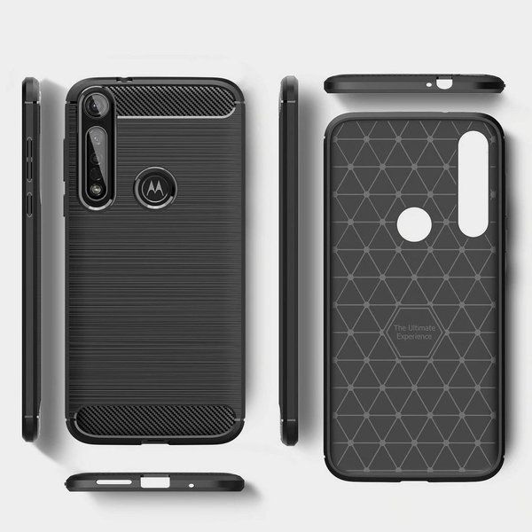 Pancerne etui Back Case Carbon do Motorola One Macro czarny zdjęcie 2