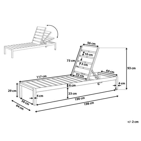 Leżak ogrodowy szary NARDO zdjęcie 7
