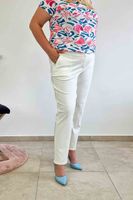 Sławanna Eleganckie Spodnie Damskie Białe 48