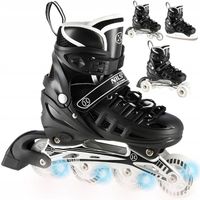NILS 4w1 Rolki Wrotki Łyżwy Regulowane Świecące Kółka LED Dla Dziecka 31-34