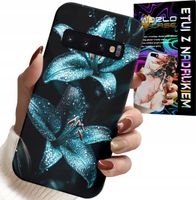 ETUI DO SAMSUNG GALAXY S10 PLUS - TURKUSOWE LILIE KWIATY OBUDOWA + FOLIA
