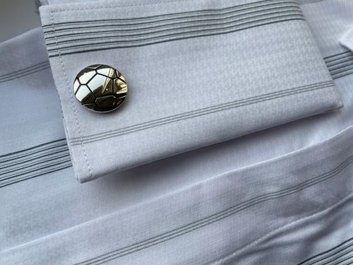 Modne eleganckie spinki do mankietów EXC Srebrna Piłka chromowane na Arena.pl