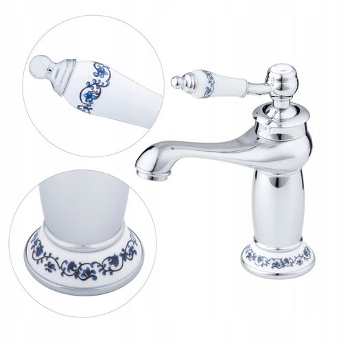 Bateria umywalkowa stojąca retro chrom łazienkowa srebrna kran YOKA HOME na Arena.pl