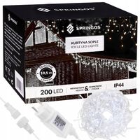 SOPLE 200 LED LAMPKI ZEWNĘTRZNE 10,5M FLASH KURTYNA GIRLANDA ŚWIETLNA BIAŁE