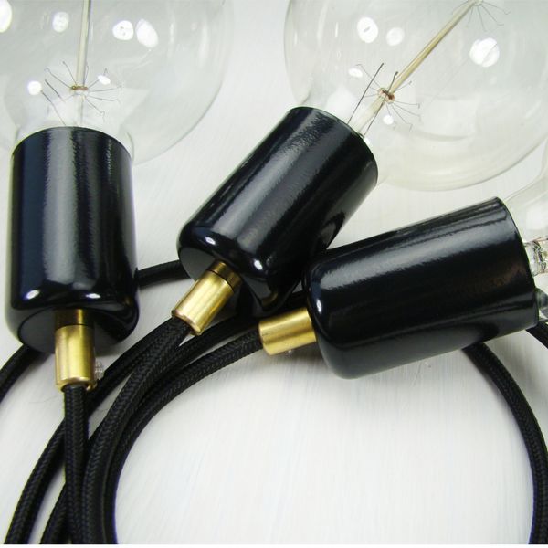 Lampa Wisząca Pająk 7 Czarny Połysk Z Mosiądzem zdjęcie 5