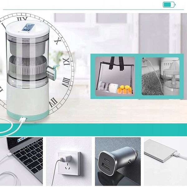 ELEKTRYCZNA WYCISKARKA DO OWOCÓW, PRZENOŚNY SOKOWIRÓWKA DO POMARAŃCZY USB zdjęcie 12