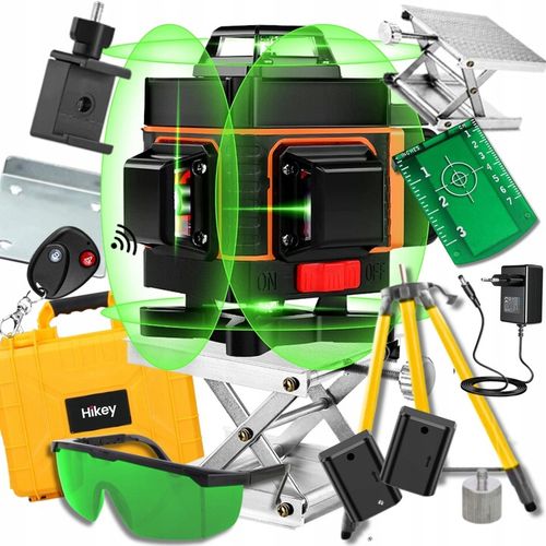 Poziomica Laserowa Płaszczyznowa Laser Krzyżowy 4D + Statyw + 2X na Arena.pl