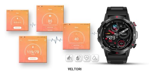 Smartwatch Veltori VT110-1 Czarny Pasek Silikonowy na Arena.pl