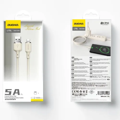 kabel dudao l7sl usb-a - lightning 5a 1m - beżowy na Arena.pl