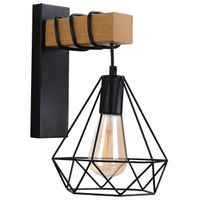 Loftowa LAMPA ścienna VIGO WOOD 314680 Polux metalowa OPRAWA druciany kinkiet hygge czarny brązowy