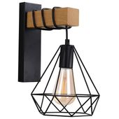 Loftowa LAMPA ścienna VIGO WOOD 314680 Polux metalowa OPRAWA druciany kinkiet hygge czarny brązowy