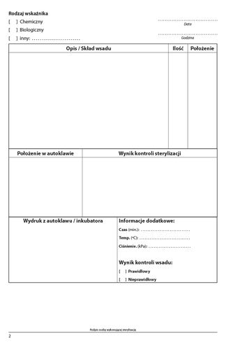 Książka monitoringu procesów sterylizacji A4 na Arena.pl