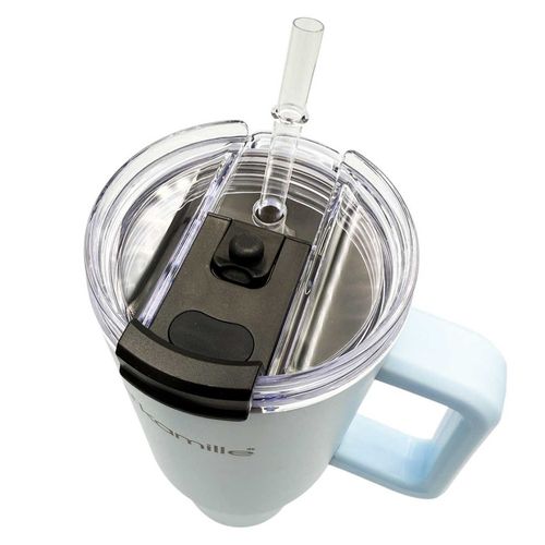 stalowy kubek termiczny termos 1200ml z rączką i słomką km-2174 na Arena.pl