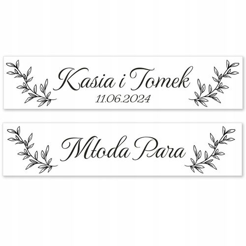 Tablice samochodowe na wesele 50x11cm złote czarne napisy ŚLUB WESELE WZORY na Arena.pl