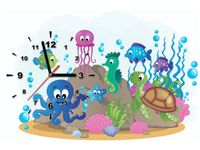 60CM 40CM ZEGAR OBRAZ NIEBIESKA OŚMIORNICA PRZYJACIELE DRUK PŁÓTNO RAMA