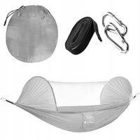 MOCNY HAMAK Z MOSKITIERĄ 260x140 200KG LEKKI TURYSTYCZNY BIWAKOWY PODRÓŻNY