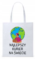 Dla Kuriera Dostawcy Torba Eco Biała Shopper Z Nadrukiem Ze Zdjęciem