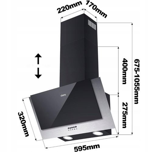 Okap ścienny CIARRA CBCB6736C 60 cm 380 m³/h Czarny na Arena.pl