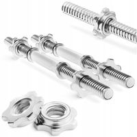 GRYF KRÓTKI PROSTY DO HANTLI PEŁNY STALOWY GWINTOWANY ZESTAW ZACISKI 35CMX2