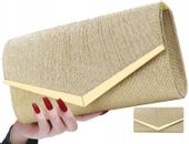 Torebka Wieczorowa Złota Kopertówka Wizytowa Mała