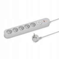 LISTWA ZASILAJĄCA PRZEPIĘCIOWA PRZECIWPRZEPIĘCIOWA 5 GNIAZD 5m SZARA