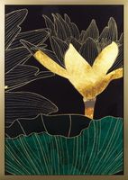 Obraz z błyszczącym nadrukiem liści i kwiatów 53x73