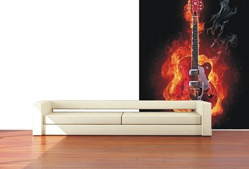 Gitara - Fire guitar - fototapeta 115x175 cm na Arena.pl