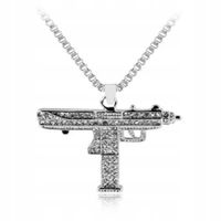 Naszyjnik UZI Maszynowe Awtomat Srebrny Gun Pistol Maszynówka Uzik CS ' ik