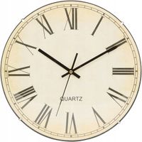 Elegancki zegar ścienny RETRO 32cm ze szklaną wypukłą szybą