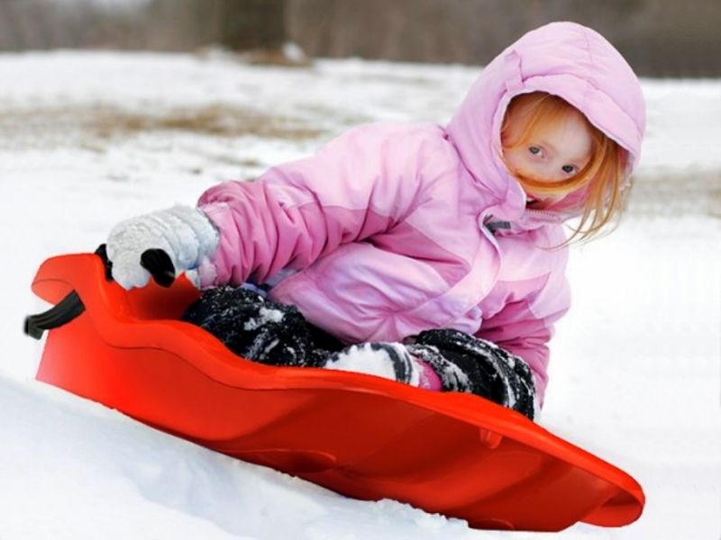 Sanki z hamulcem RACE, 2szt., niebieski i czerwony zdjęcie 1