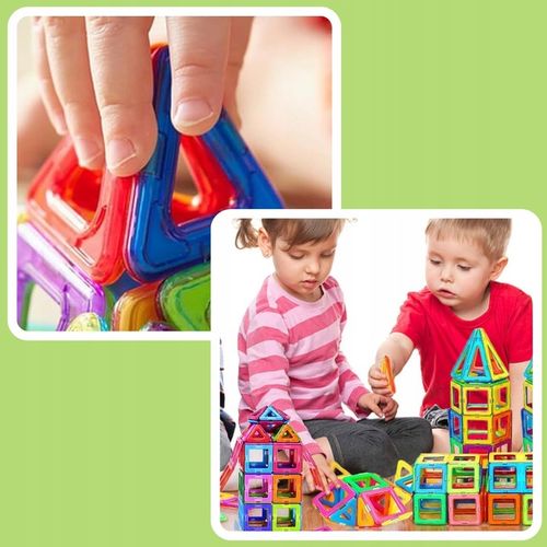 KLOCKI MAGNETYCZNE KONSTRUKCYJNE DUŻE PANELE 3D UKŁADANKA DLA DZIECI 134 el na Arena.pl