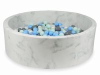 Suchy basen 130x40 marmur z piłeczkami 700szt (jasnomiętowe, jasnobłękitne, szare, perłowe)