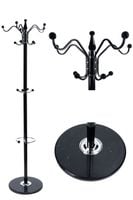 Podłogowy stojący obrotowy wieszak na ubrania marmurowa podstawa czarny