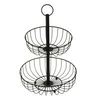 Patera na Owoce Koszyk na Warzywa Piętrowy 2 Poziomy - Organizer Kuchenny Czarny Loft 28x42,5x21,5cm H24168