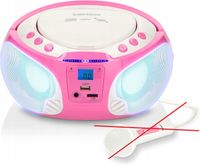 Radioodtwarzacz CD Lenco SCD-650 USB FM AUX Różowo-Biały