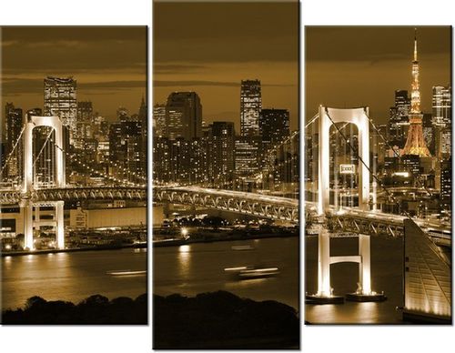 60 90CM OBRAZ 3 ELEM RAINBOW BRIDGE TOKIO ŚCIENNY DRUK PŁÓTNO na Arena.pl