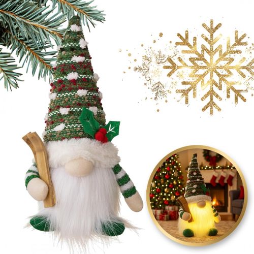 krasnal świąteczny świecący na baterie, lampka z pluszu 14 x 28 cm, ksn208 na Arena.pl