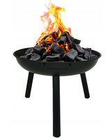 Duże palenisko ogrodowe stalowe czarne 57 cm z uchwytami