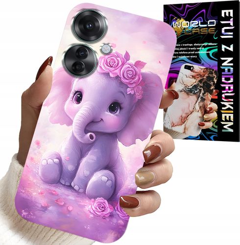 ETUI DO OPPO RENO11 F 5G - SŁODKI SŁONIK NA RÓŻOWYM TLE CASE +FOLIA na Arena.pl