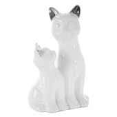 Figurka ceramiczna koty CAT 15X11X22 biała