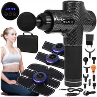 ZESTAW PISTOLET DO MASAŻU MASSAGE GUN 10 + 3X EMS ELEKTROSTYMULATOR MIĘŚNI