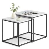 Stoliki kawowe 50x50 i 45x45 kwadratowe zestaw białe nogi czarne loft